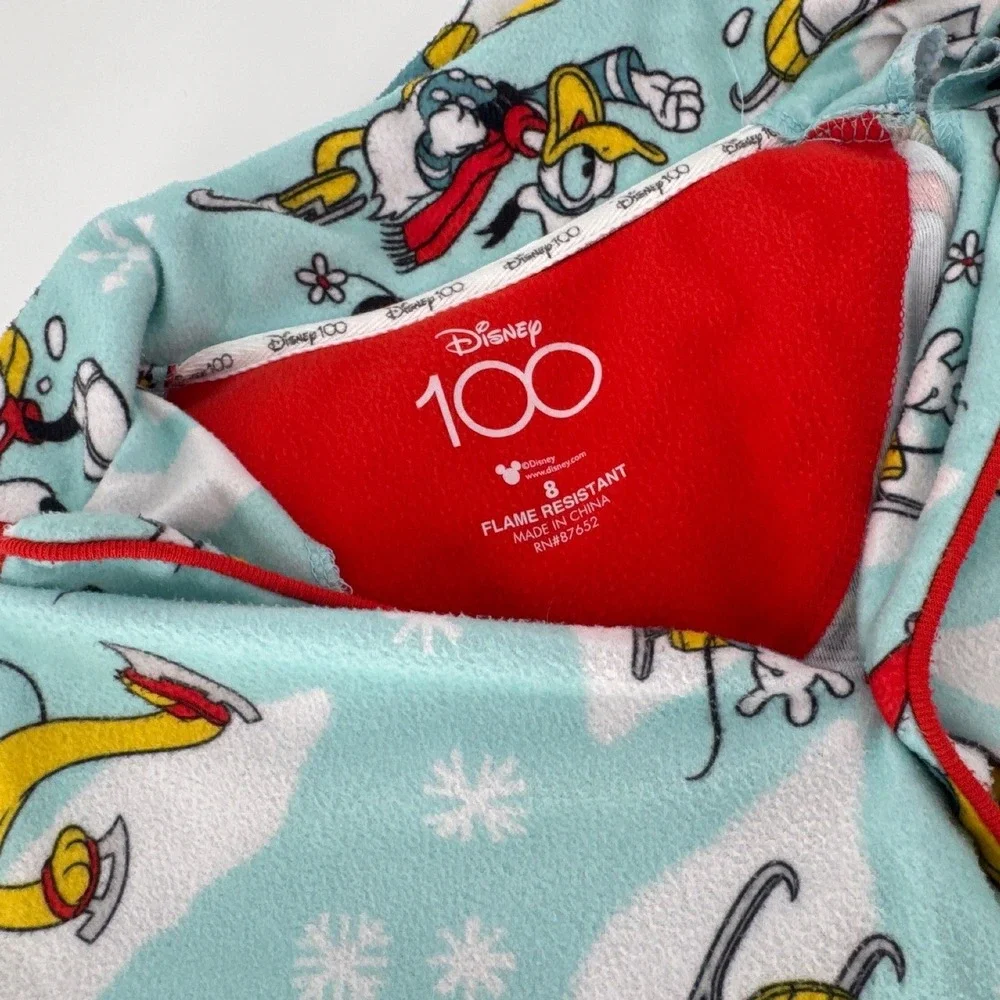 Disney Pajama Set Kids Size 8 Blue Mickey Mouse 100th Anniversary Fleece